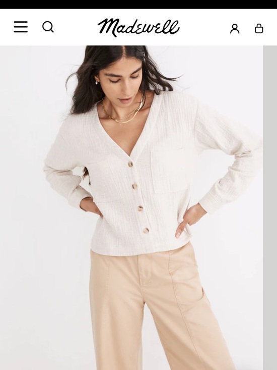 Madewell Lightspun Cardigan Top in Oatmeal Melange Size Small - Picture 12 of 15
